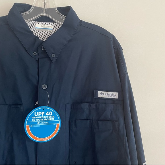 NEW COLUMBIA PFG UPF CRYSTAL SPRINGS LONG SLEEVE BUTTON FRONT FISHING SHIRT BLUE - Picture 2 of 11
